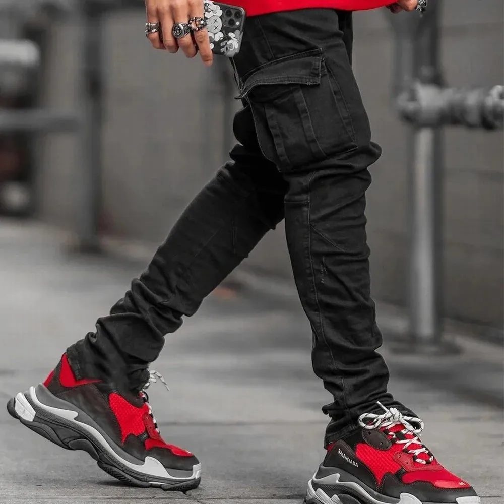 UrbanVibe | Street Elastic Jeans Herren Cargo-Denimhose | Flexibel und Robustes Design