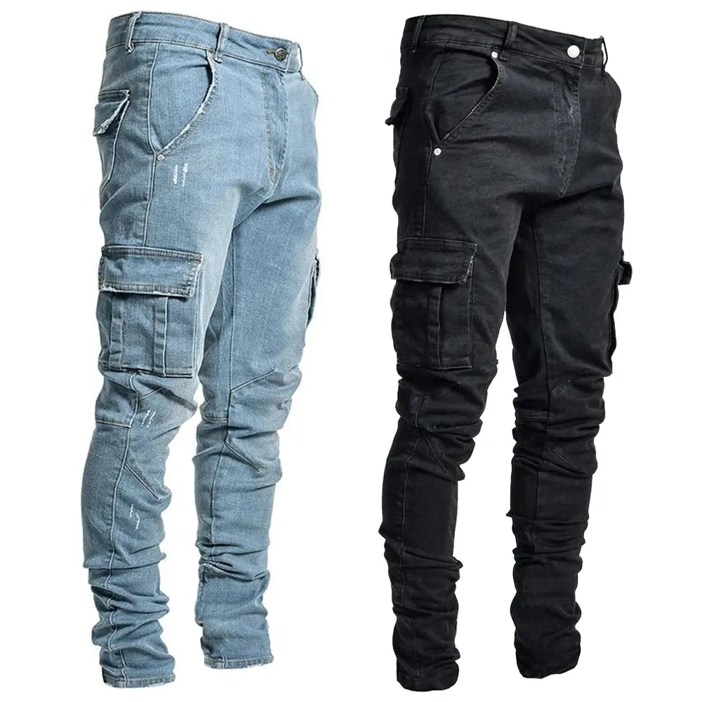 UrbanVibe | Street Elastic Jeans Herren Cargo-Denimhose | Flexibel und Robustes Design