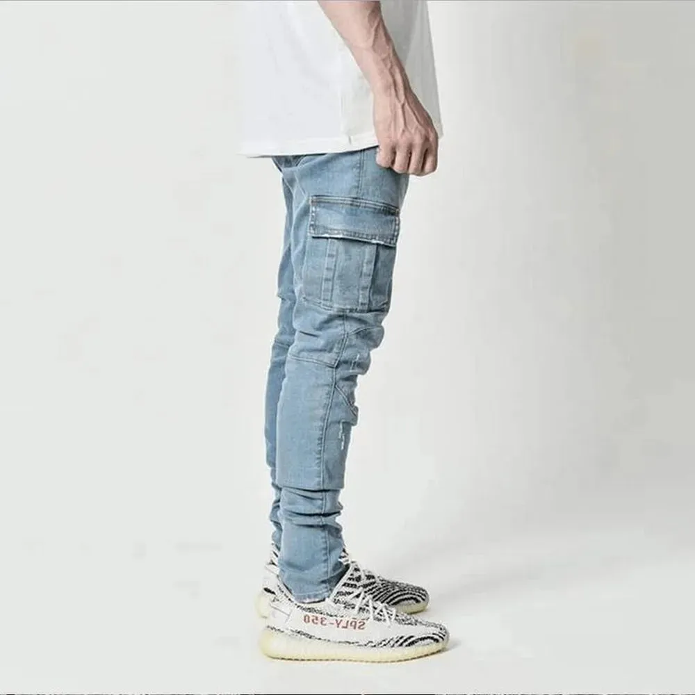 UrbanVibe | Street Elastic Jeans Herren Cargo-Denimhose | Flexibel und Robustes Design