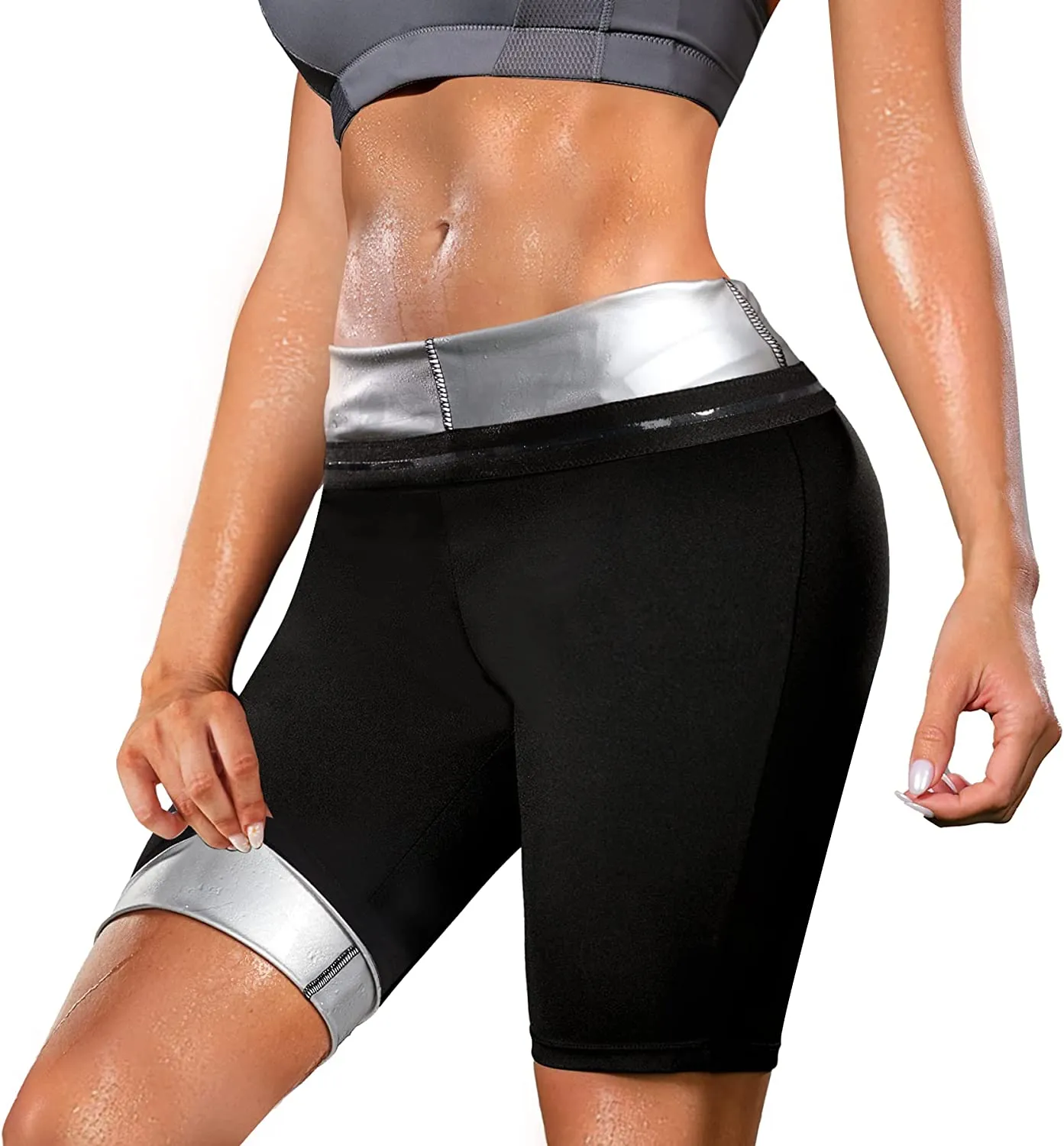URSEXYLY Sauna Sweat Pants for Women Thermo Slimming Compression  Gym Body Shaper Shorts