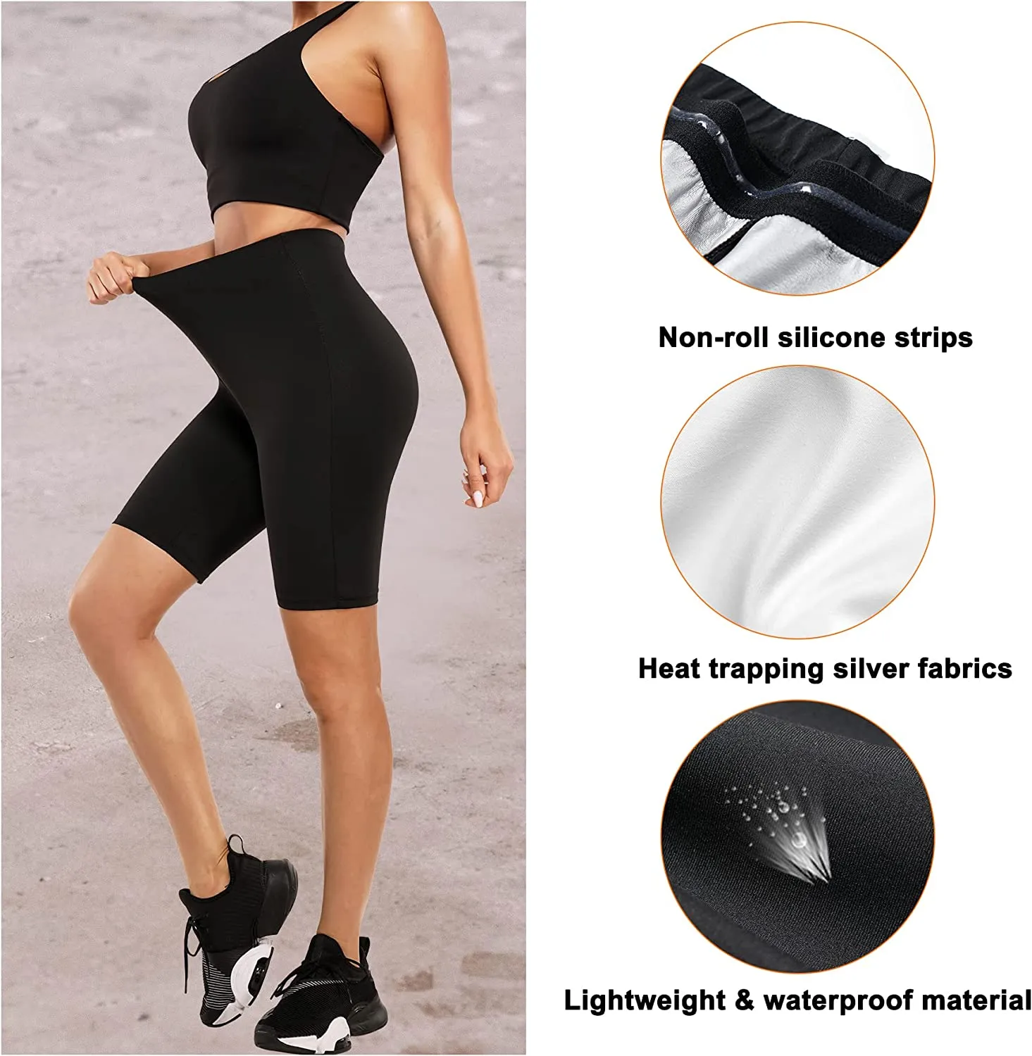 URSEXYLY Sauna Sweat Pants for Women Thermo Slimming Compression  Gym Body Shaper Shorts