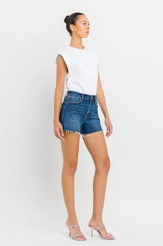 VERVET by Flying Monkey High Rise Slit Raw Hem A-Line Shorts