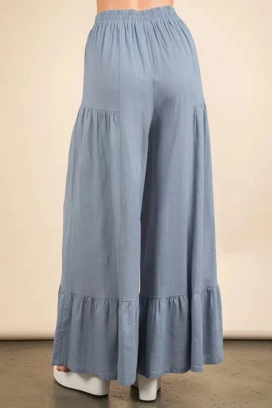 VERY J Palazzo Elastic Waist Comfy Pants