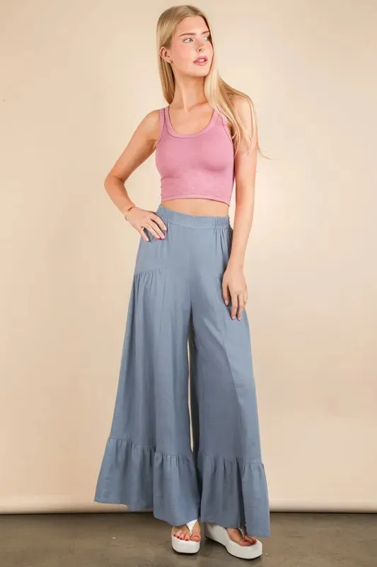 VERY J Palazzo Elastic Waist Comfy Pants