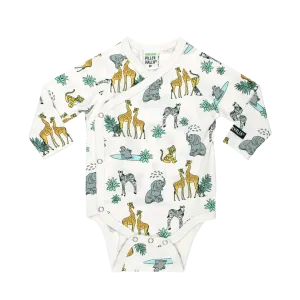 Villervalla - Wrap Body Suit - New Born Safari - Marble (All over pattern)