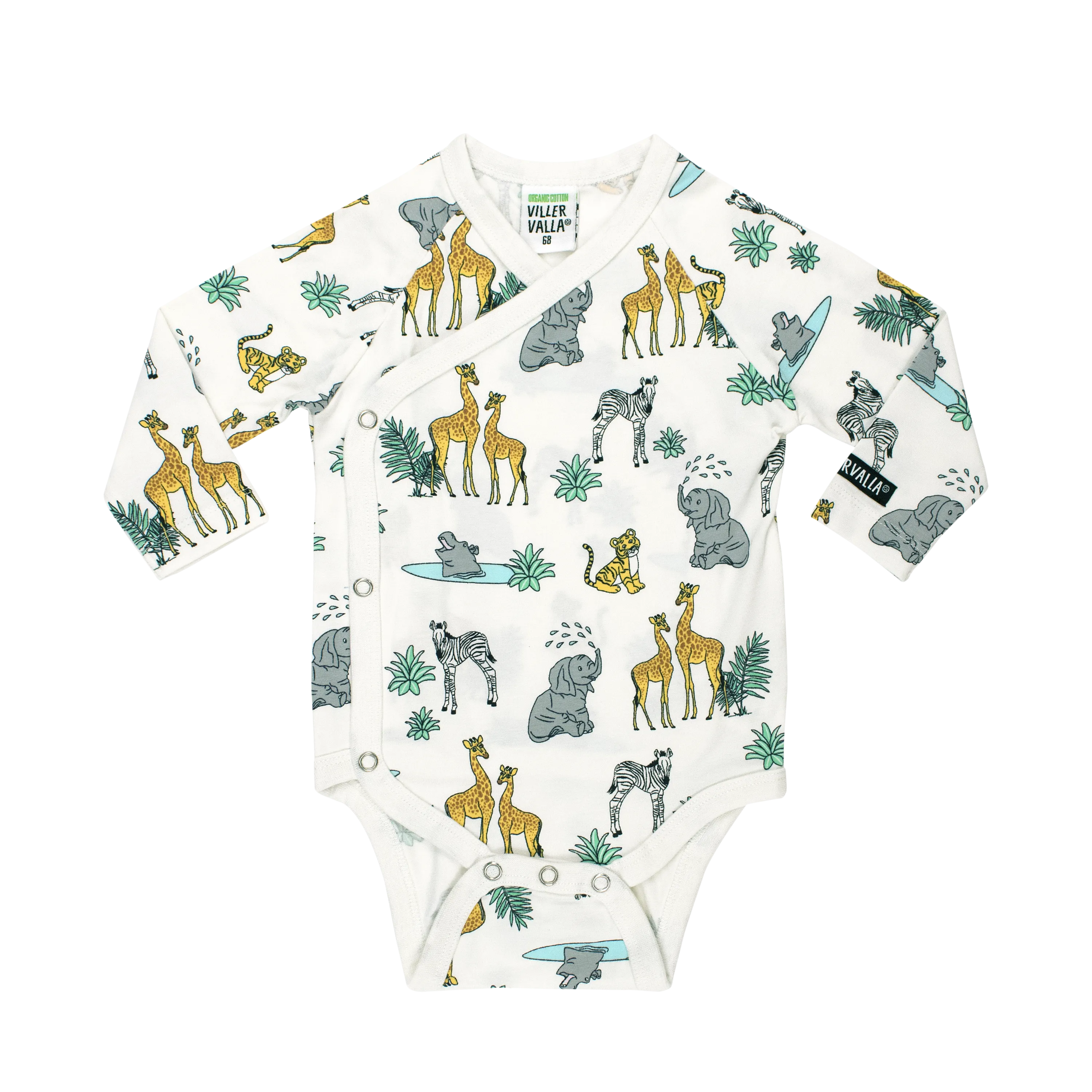 Villervalla - Wrap Body Suit - New Born Safari - Marble (All over pattern)