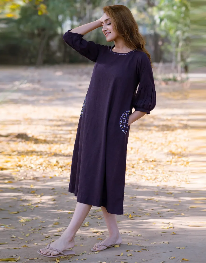 Violet Embroidered Dress