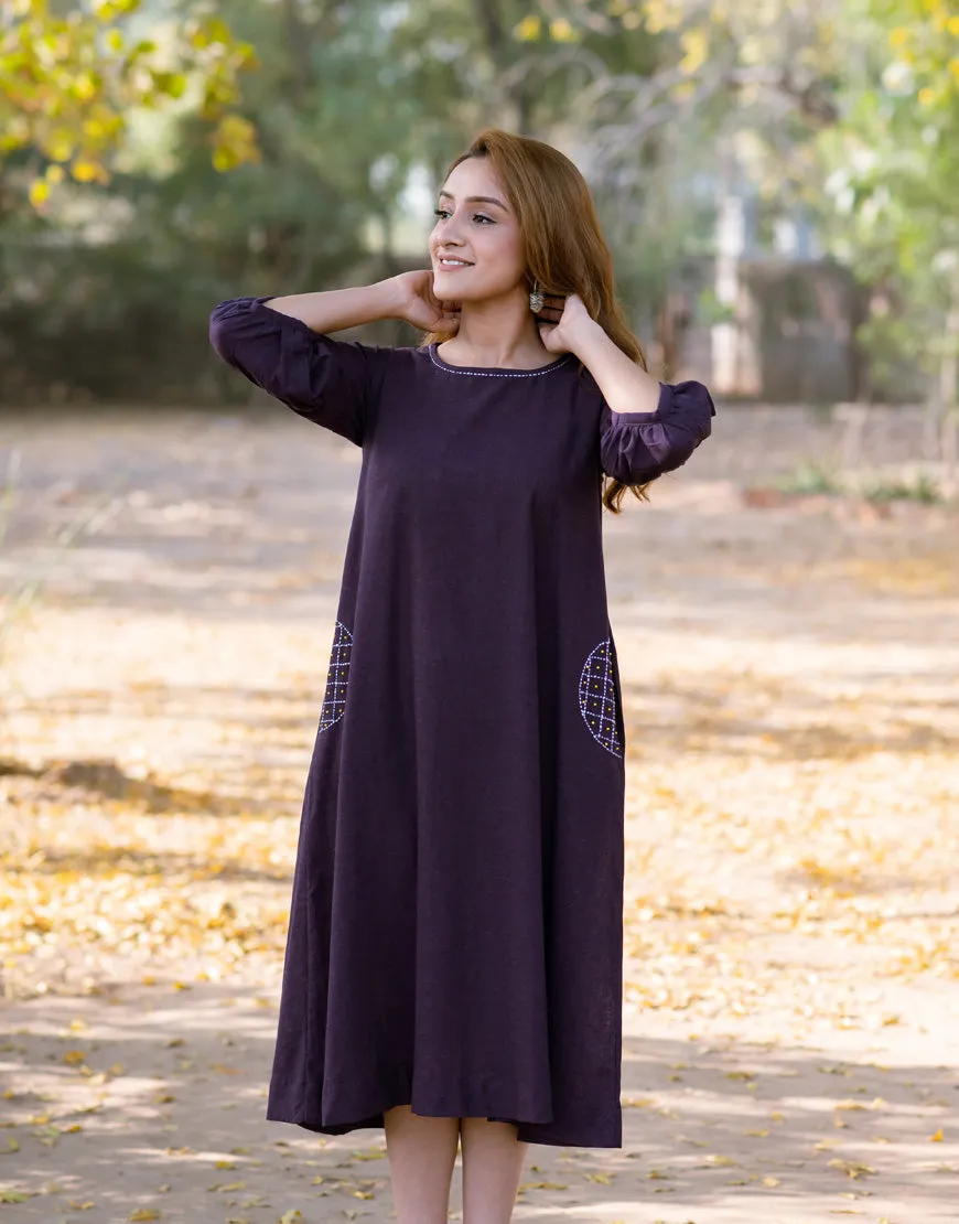 Violet Embroidered Dress