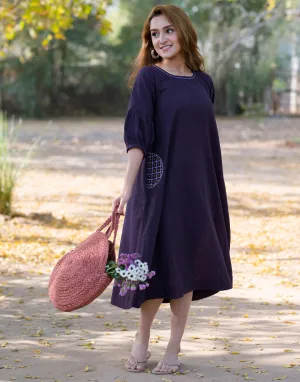 Violet Embroidered Dress