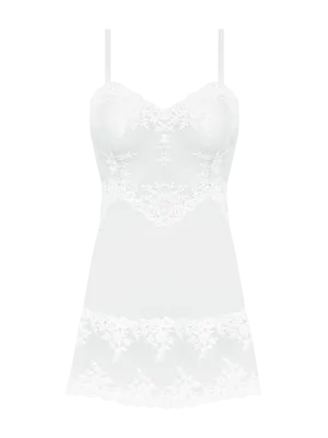 Wacoal White Embrace Lace V-neck stretch-lace chemise night dress slip UK M