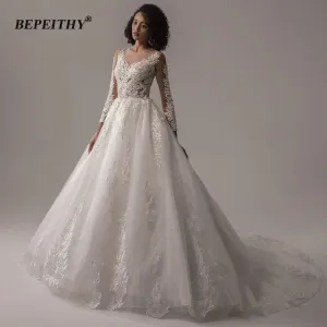 Wedding Dresses For Women Spring Princesss Vintage O Neck Long Sleeves