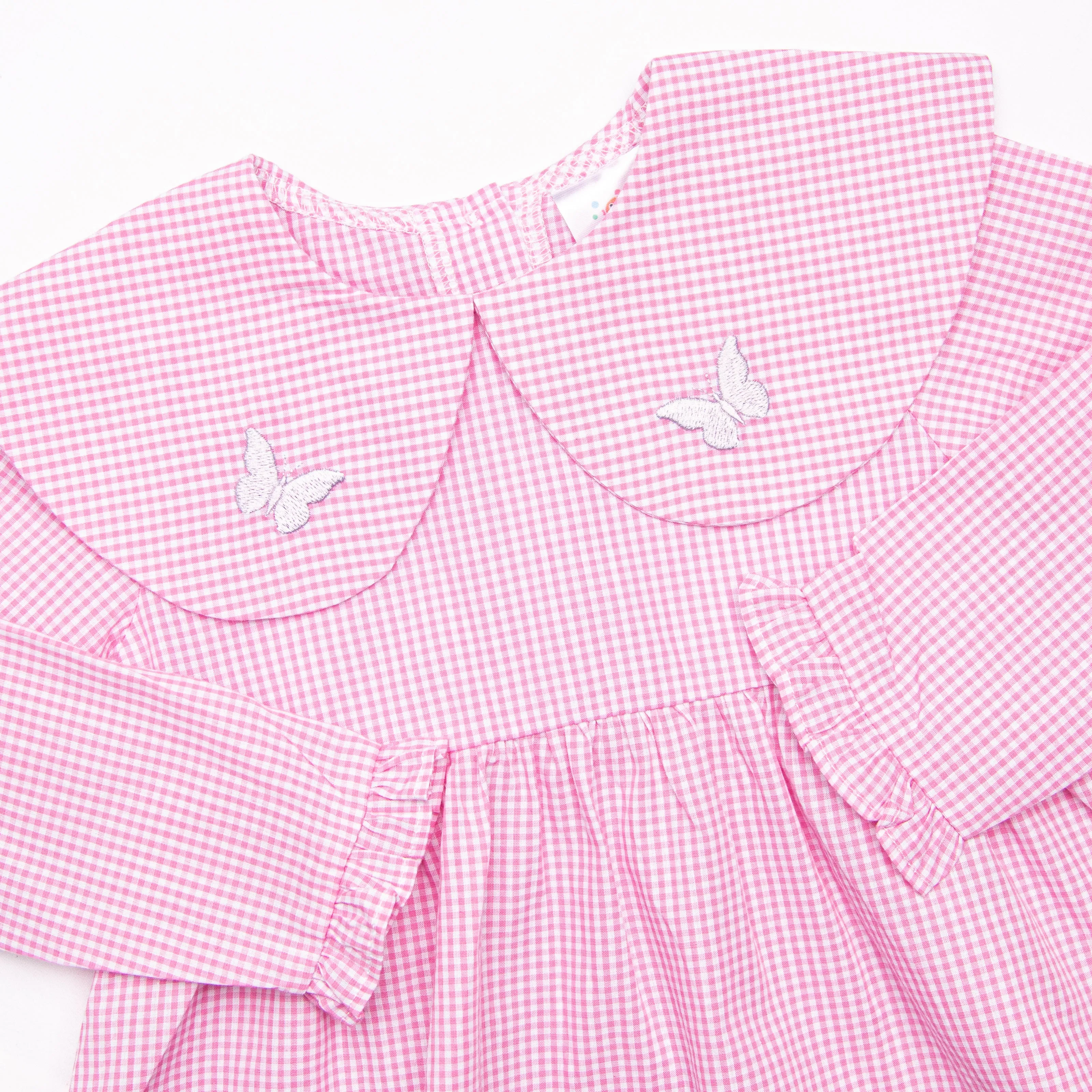 Whimsical Wings Embroidered Dress, Pink