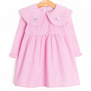 Whimsical Wings Embroidered Dress, Pink