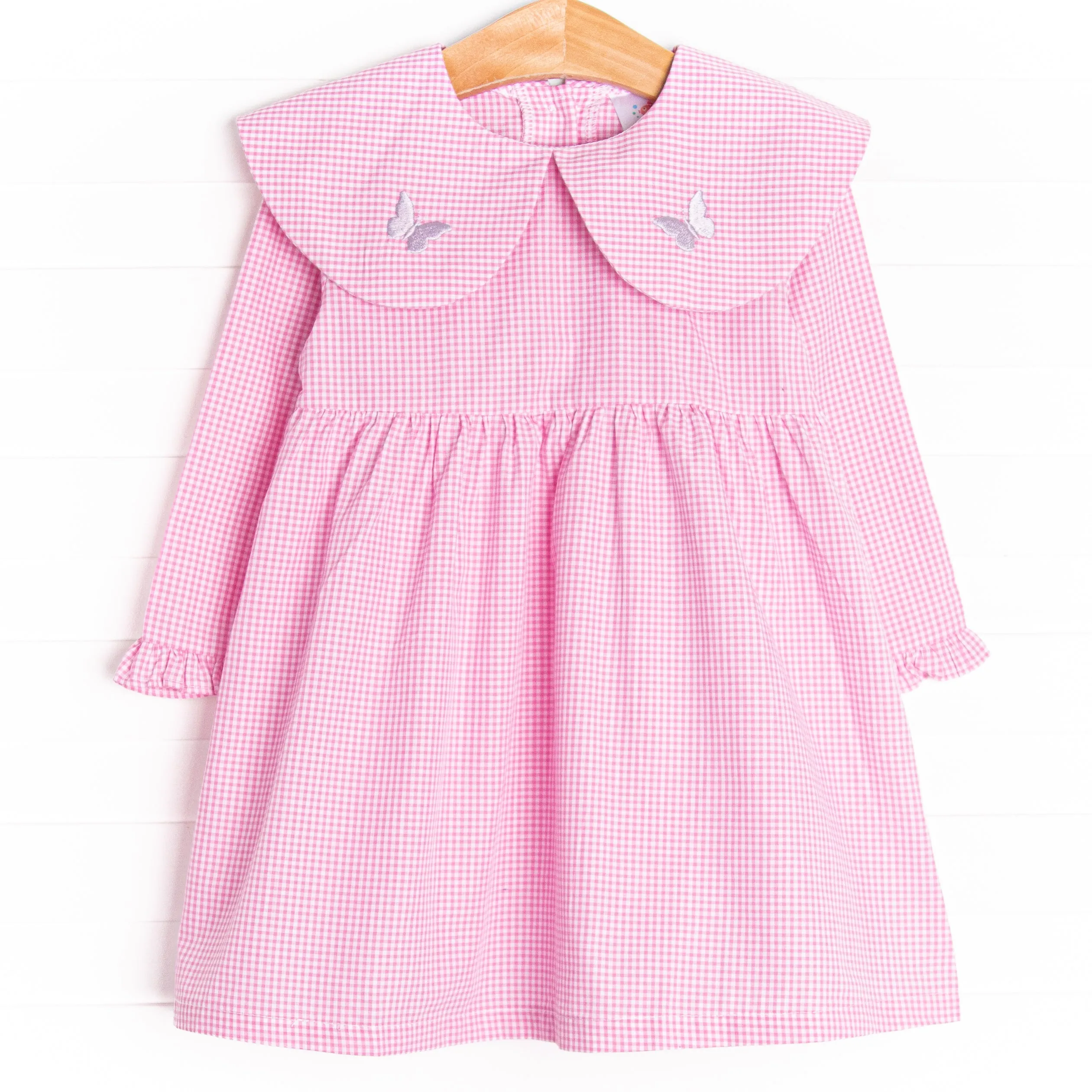 Whimsical Wings Embroidered Dress, Pink