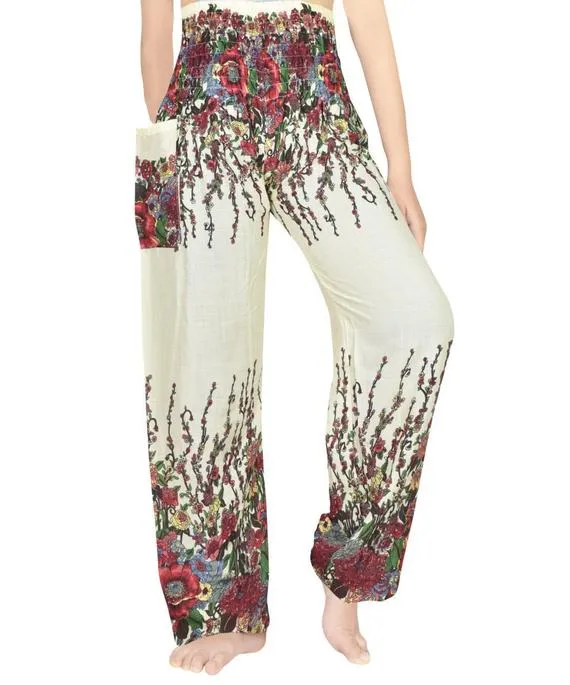 White Floral Pants
