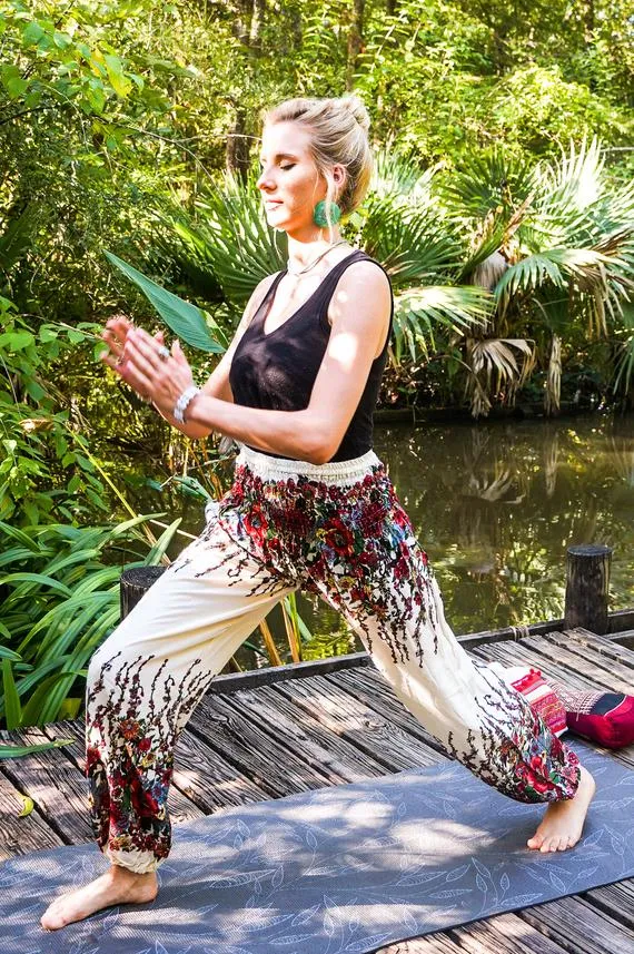 White Floral Pants