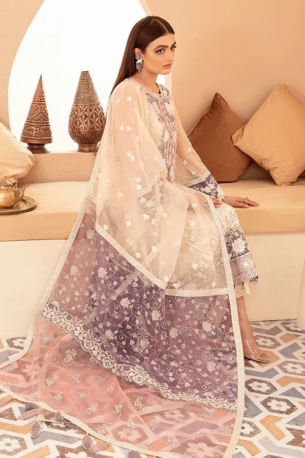 White Kameez Salwar with Lavender Patchwork #PF338
