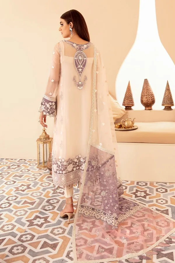 White Kameez Salwar with Lavender Patchwork #PF338