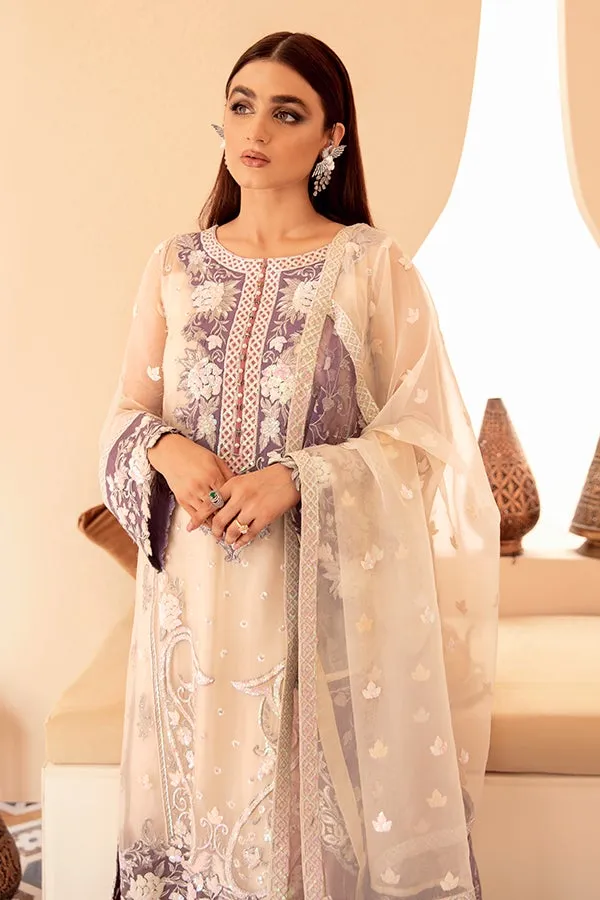 White Kameez Salwar with Lavender Patchwork #PF338