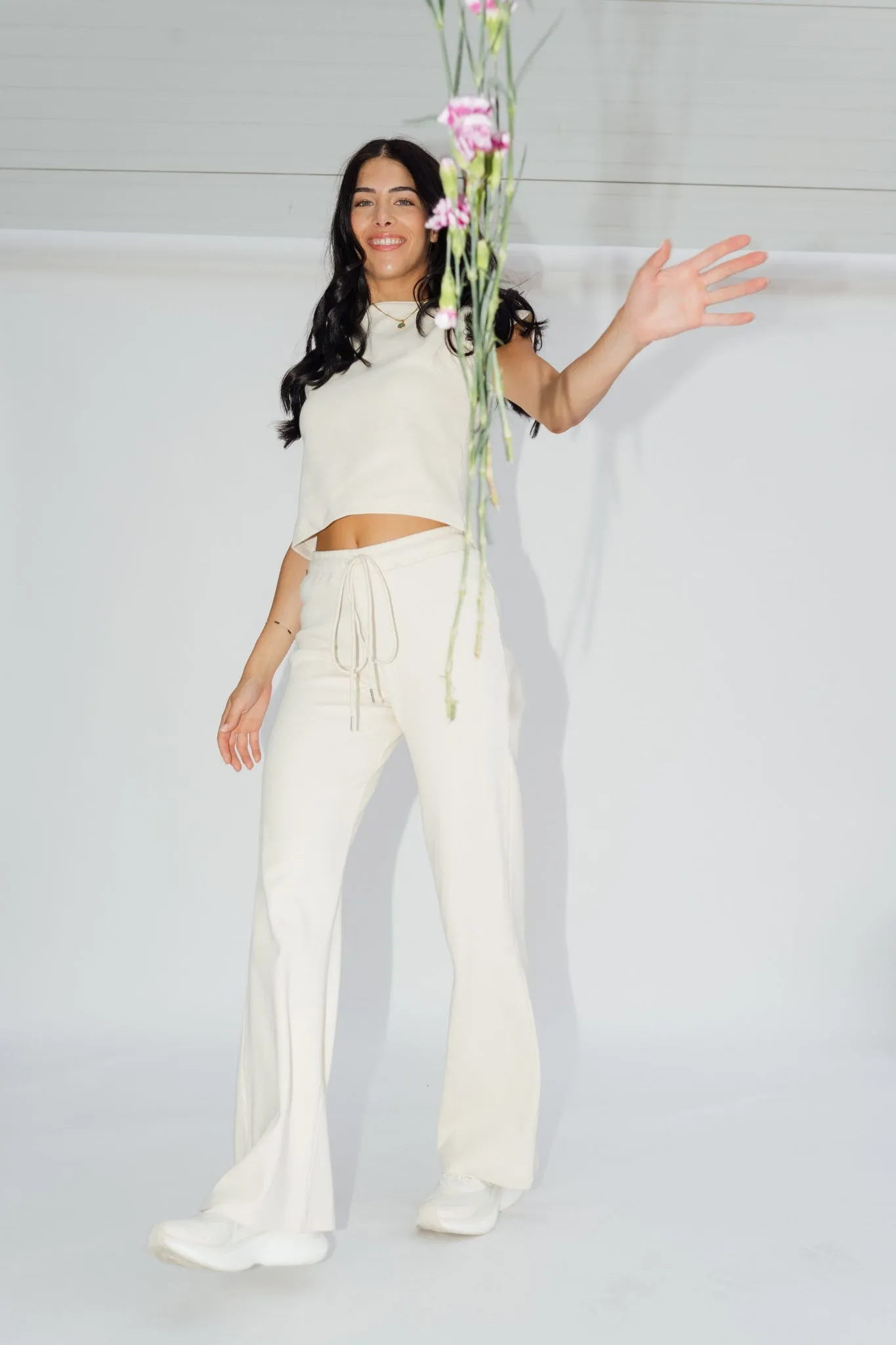 Wide Leg Lounge Pants Cream