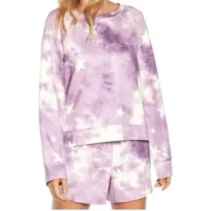 WILDFOX Purple Tie Dye Sweatshirt   Short Lounge Set Size: XL - NEW