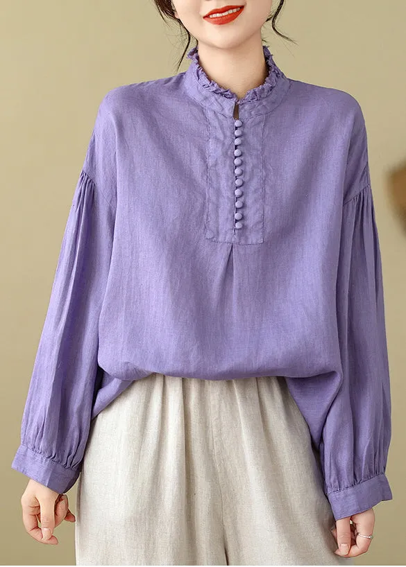 Women Lavender Oversized Cotton Top Spring