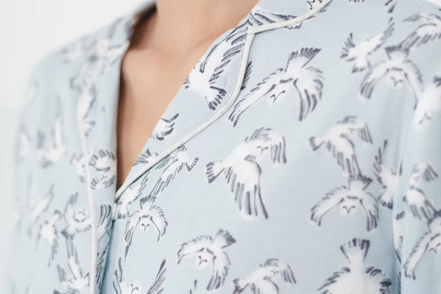 Women’s Bamboo Long Sleeve Button-Up PJ Set - Guess Hoo