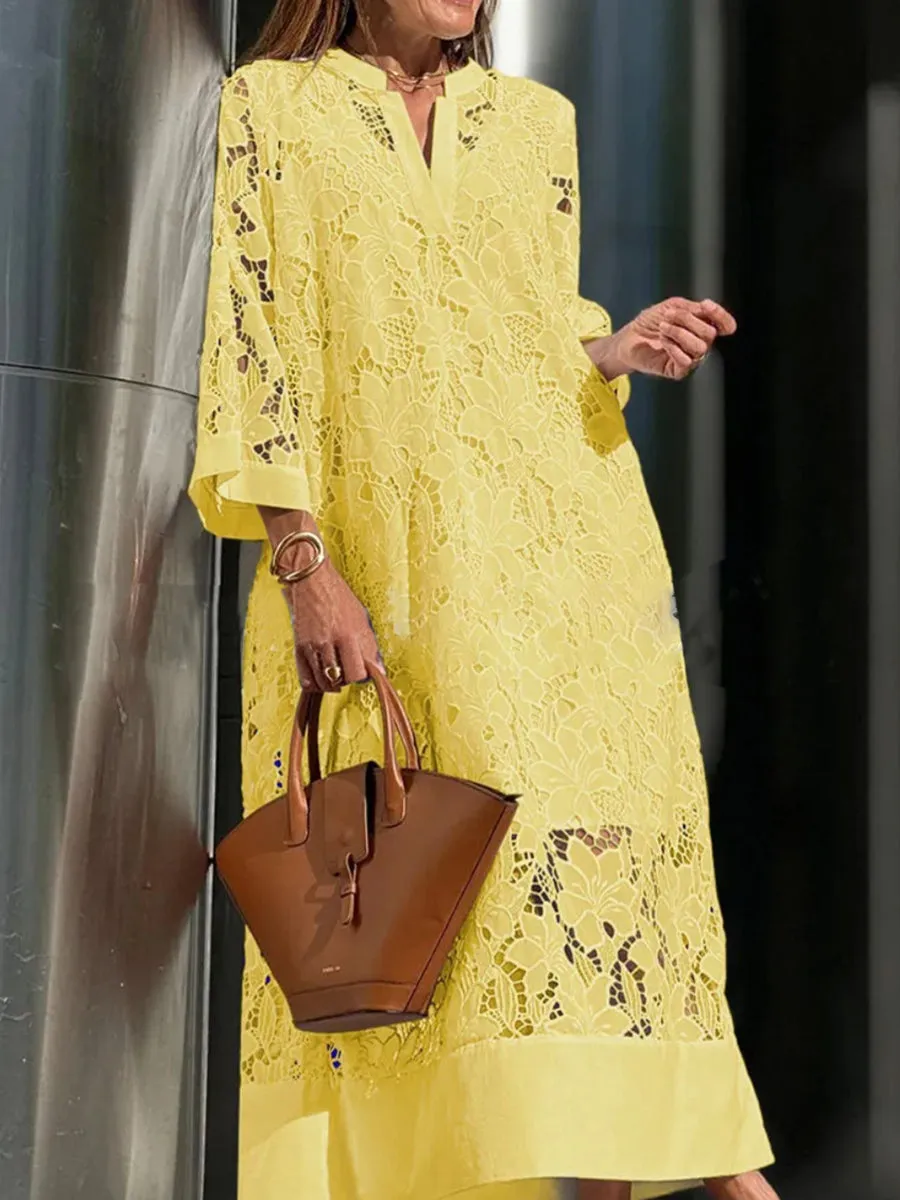 Women's Cutout Embroidered Cotton Dress