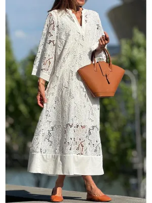 Women's Cutout Embroidered Cotton Dress