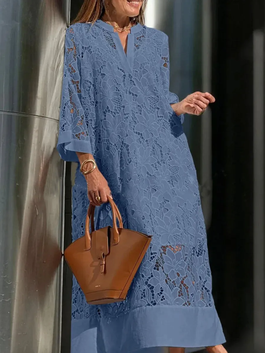 Women's Cutout Embroidered Cotton Dress