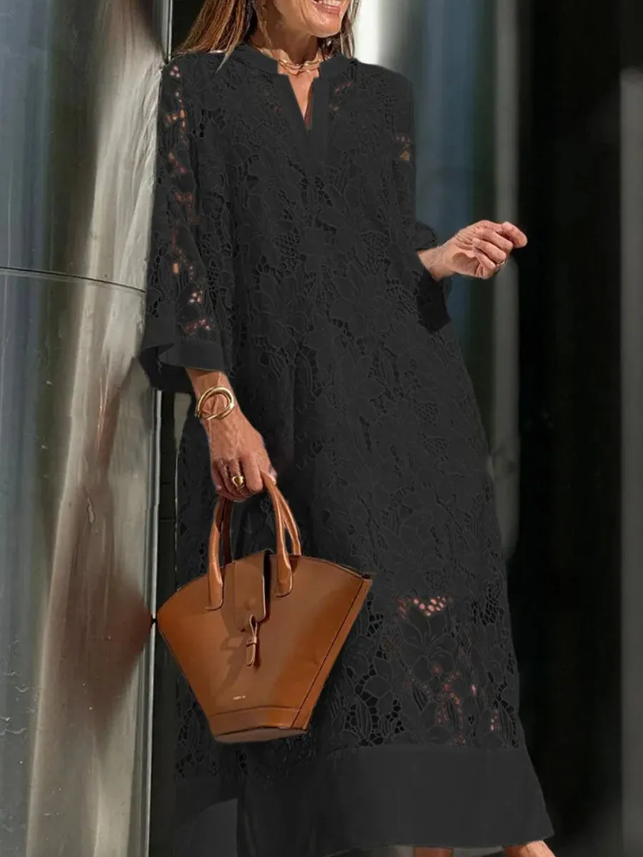Women's Cutout Embroidered Cotton Dress