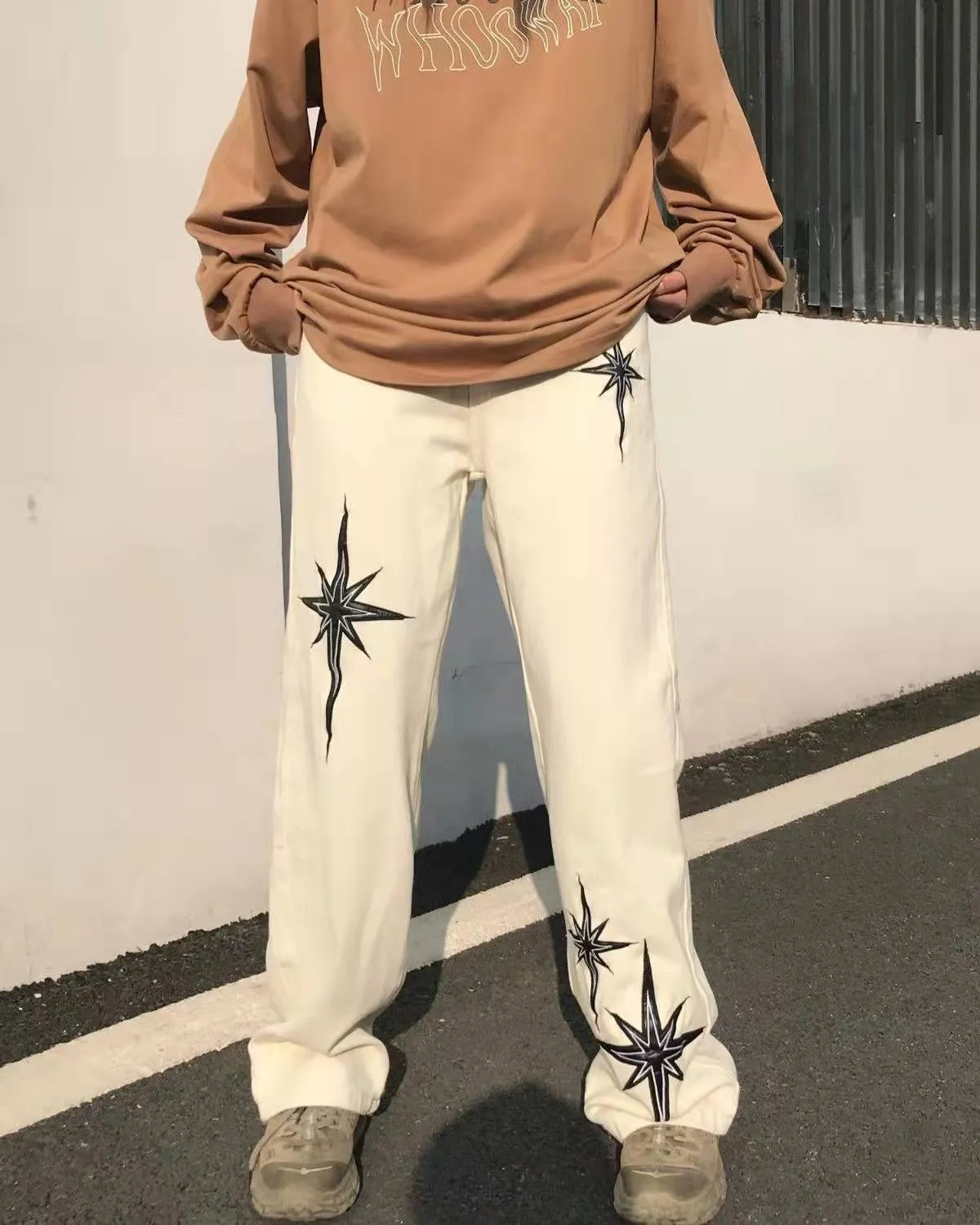 Women’s High Waist Comfy Pants with Black Star Details