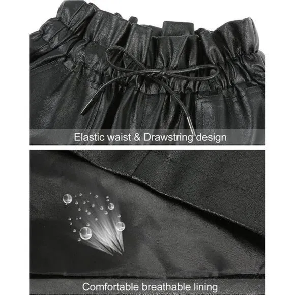 Women's Leather Shorts, Faux High Waist Wide Leg Sexy Shorts