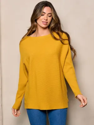 WOMEN'S LONG SLEEVE SOLID RIBBED LOOSE FIT TOP
