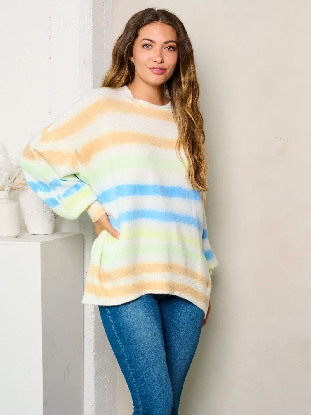 WOMEN'S LONG SLEEVES COLORBLOCK LOOSE FIT SWEATER