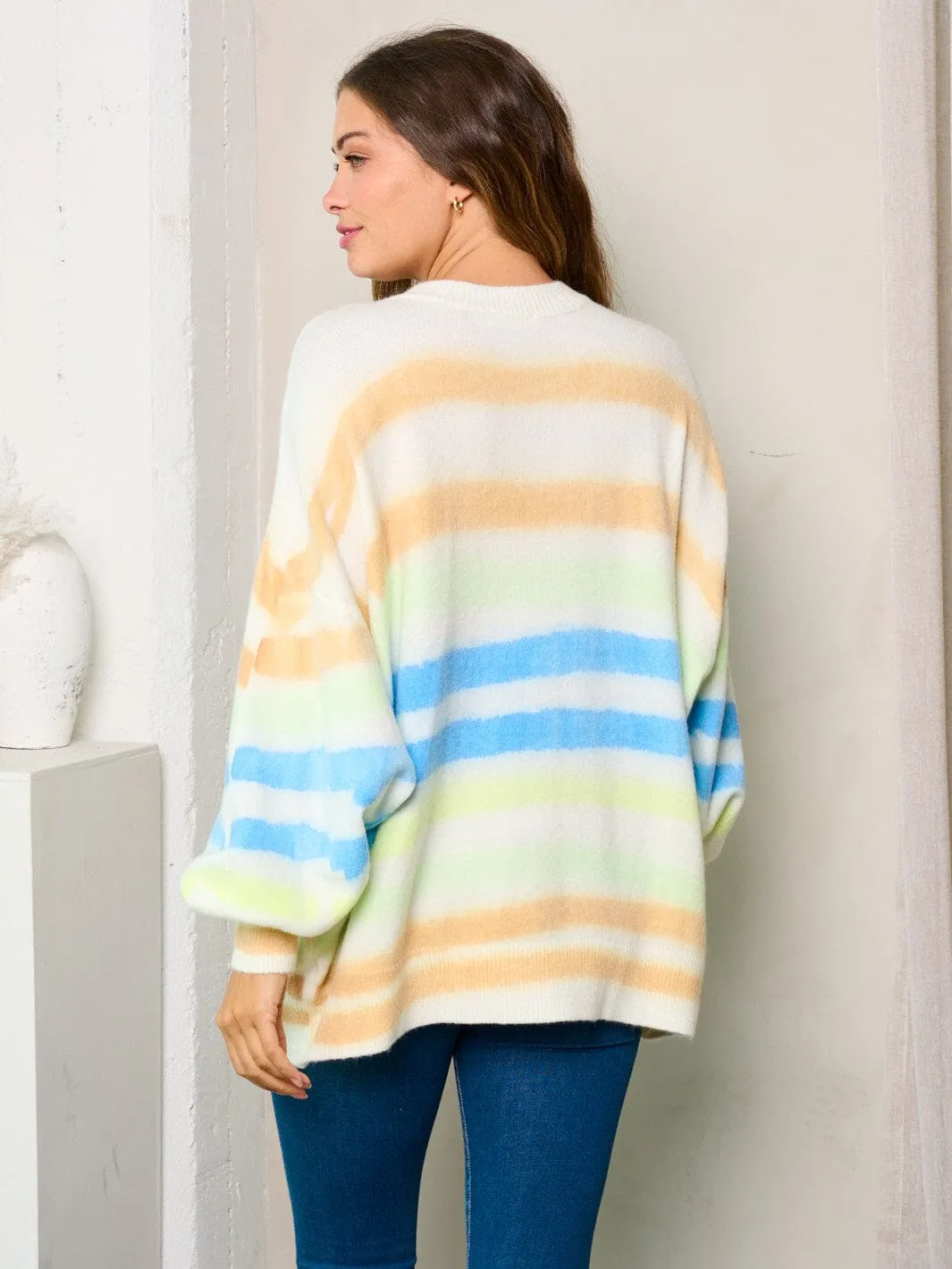 WOMEN'S LONG SLEEVES COLORBLOCK LOOSE FIT SWEATER