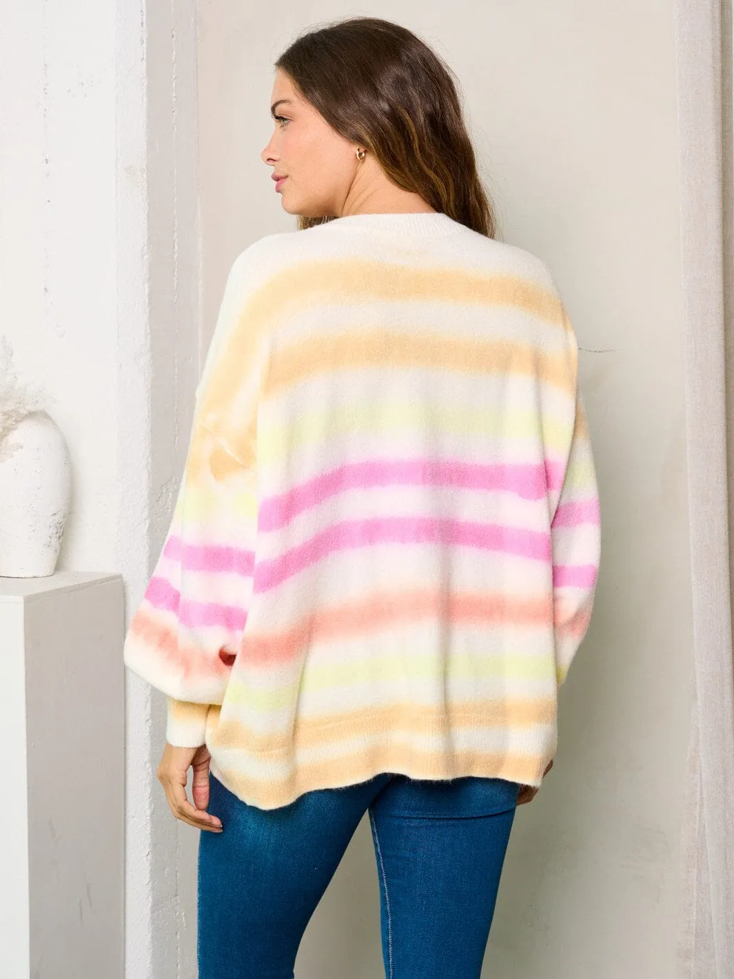WOMEN'S LONG SLEEVES COLORBLOCK LOOSE FIT SWEATER