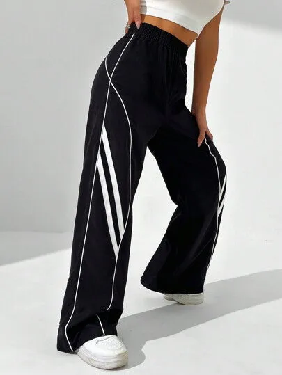 Women's Loose Casual Color Block Long Pants
