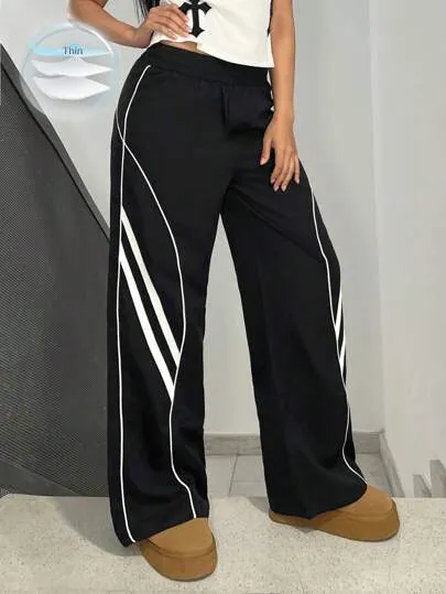 Women's Loose Casual Color Block Long Pants