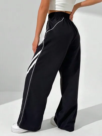 Women's Loose Casual Color Block Long Pants