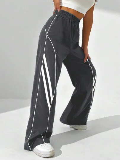 Women's Loose Casual Color Block Long Pants