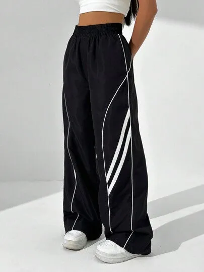 Women's Loose Casual Color Block Long Pants