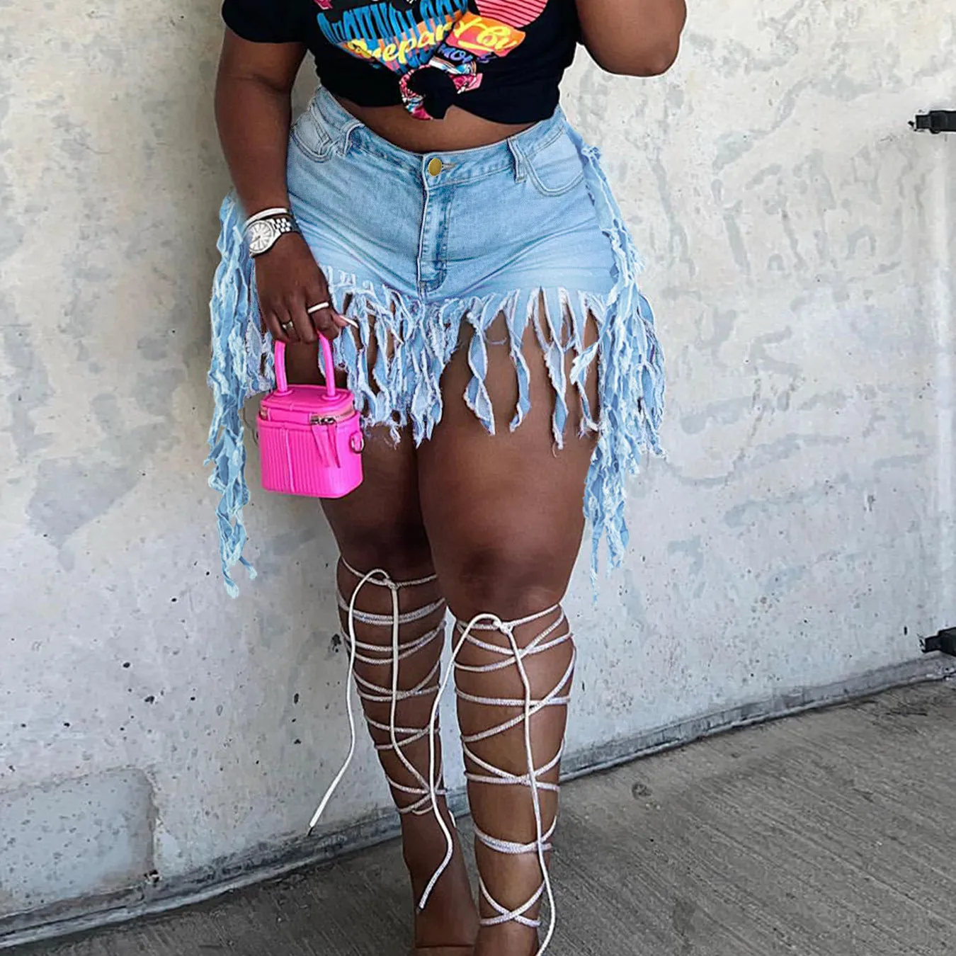 Women's Shredded Short-Shorts with High Waist