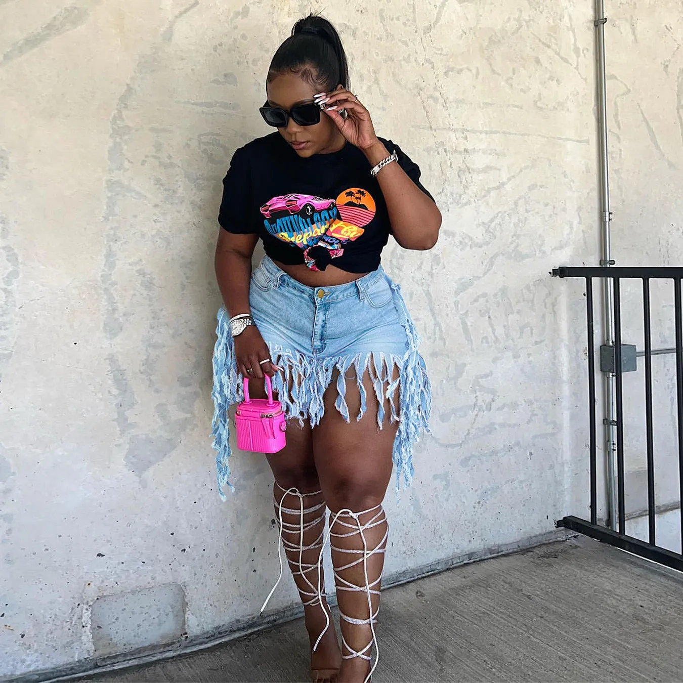 Women's Shredded Short-Shorts with High Waist