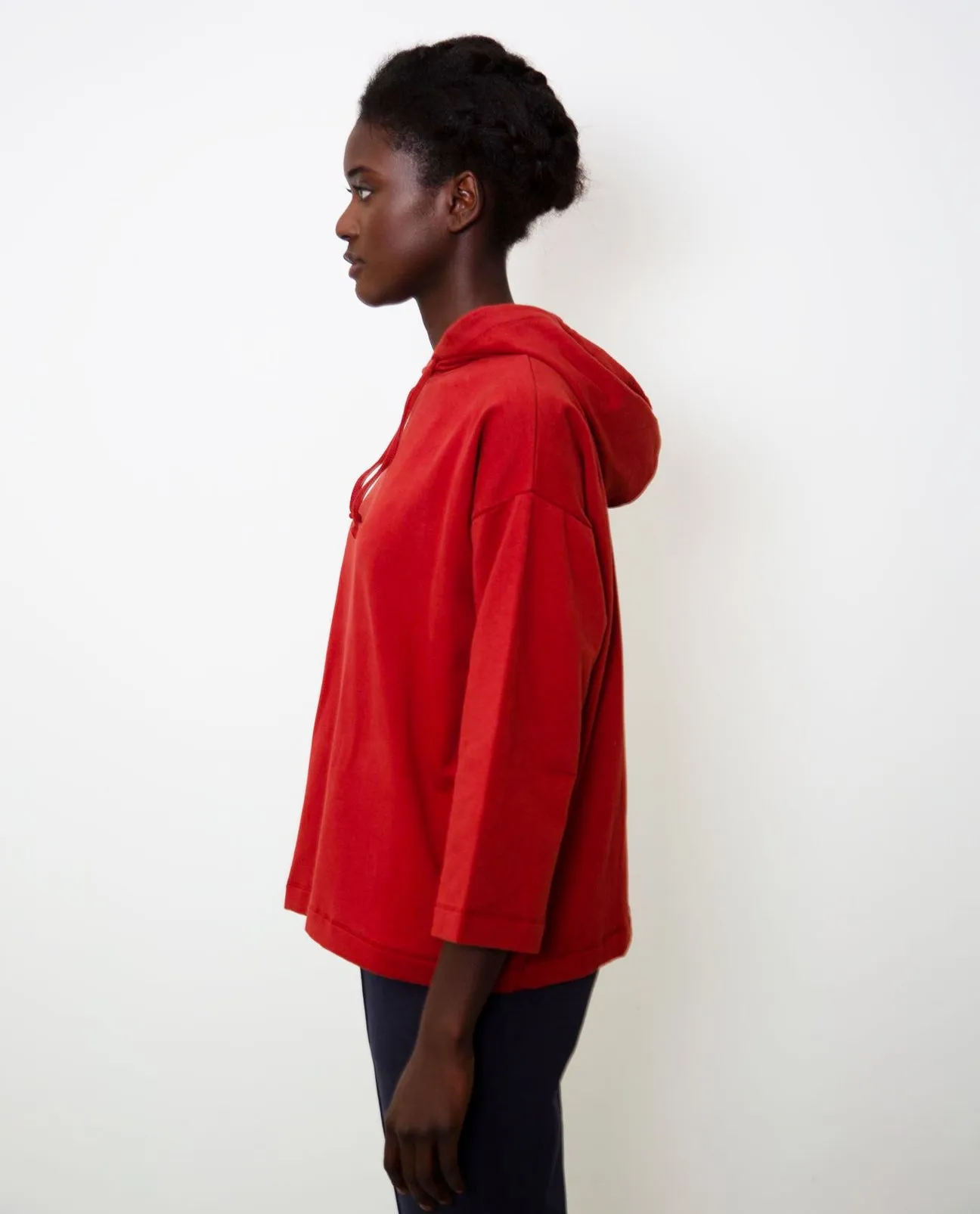 Yasmin Organic Cotton Hoodie In Rust