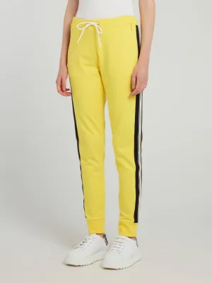 Yellow Drawstring Side Stripe Sweatpants