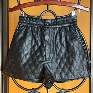 ZARA Faux Leather Quilted Shorts