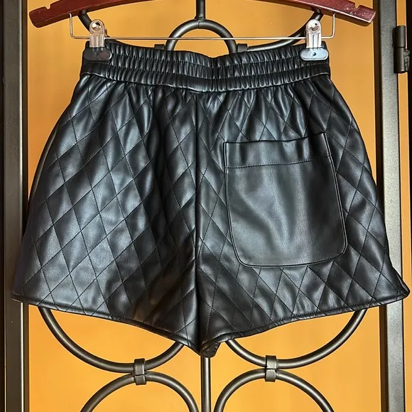 ZARA Faux Leather Quilted Shorts