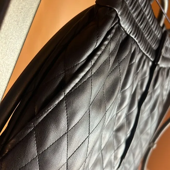 ZARA Faux Leather Quilted Shorts