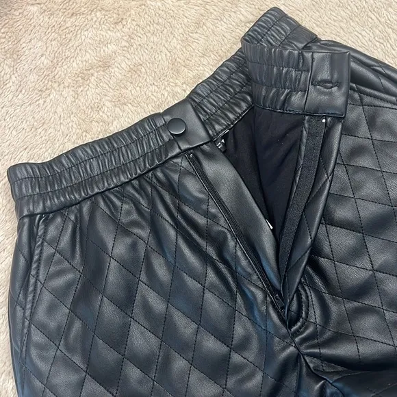 ZARA Faux Leather Quilted Shorts